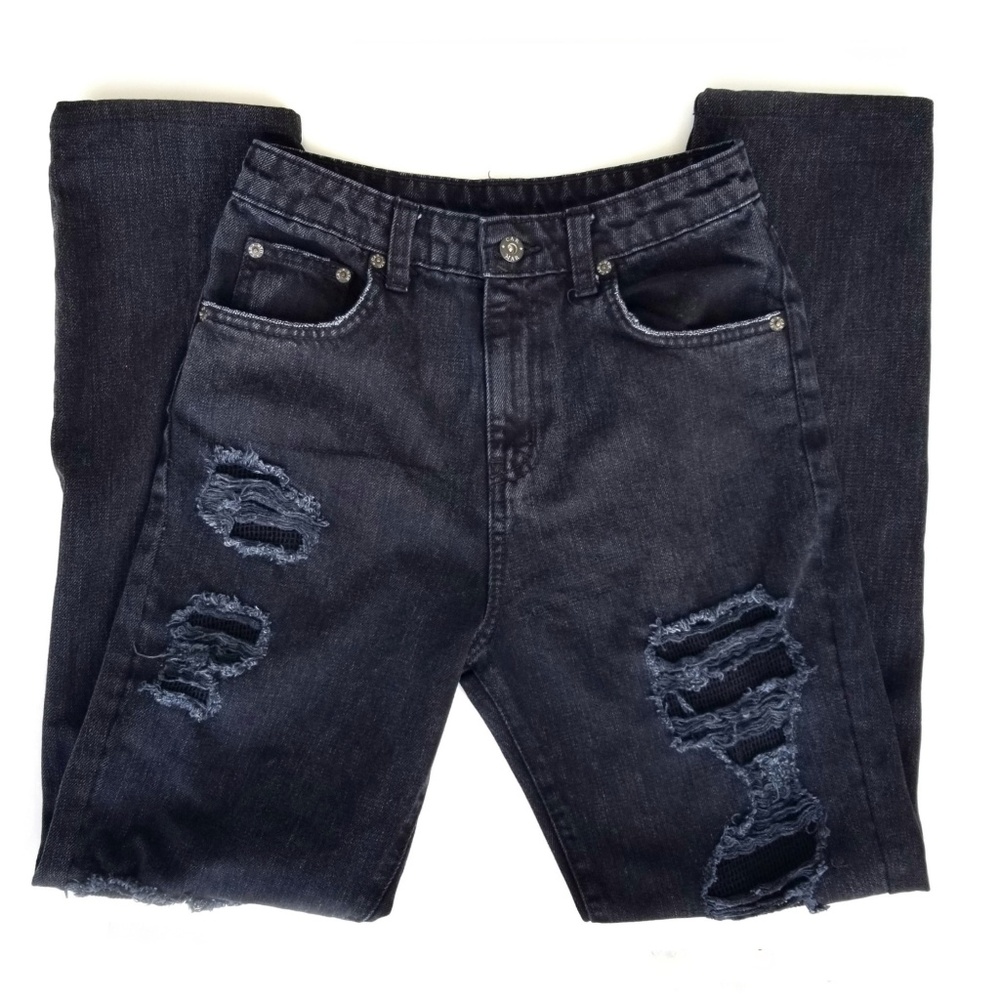 Carmar High-waisted Fish Net Black Destroyed Jeans